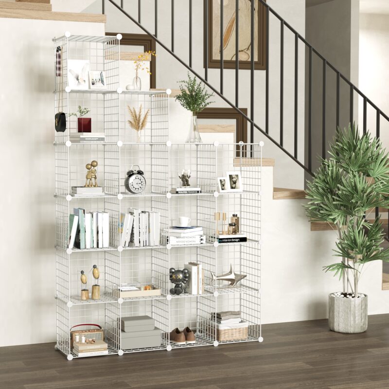 C&AHOME Wire Cube Storage, 20-Cube Organizer Metal, C Grids Storage, White UWCSM20W - Image 2
