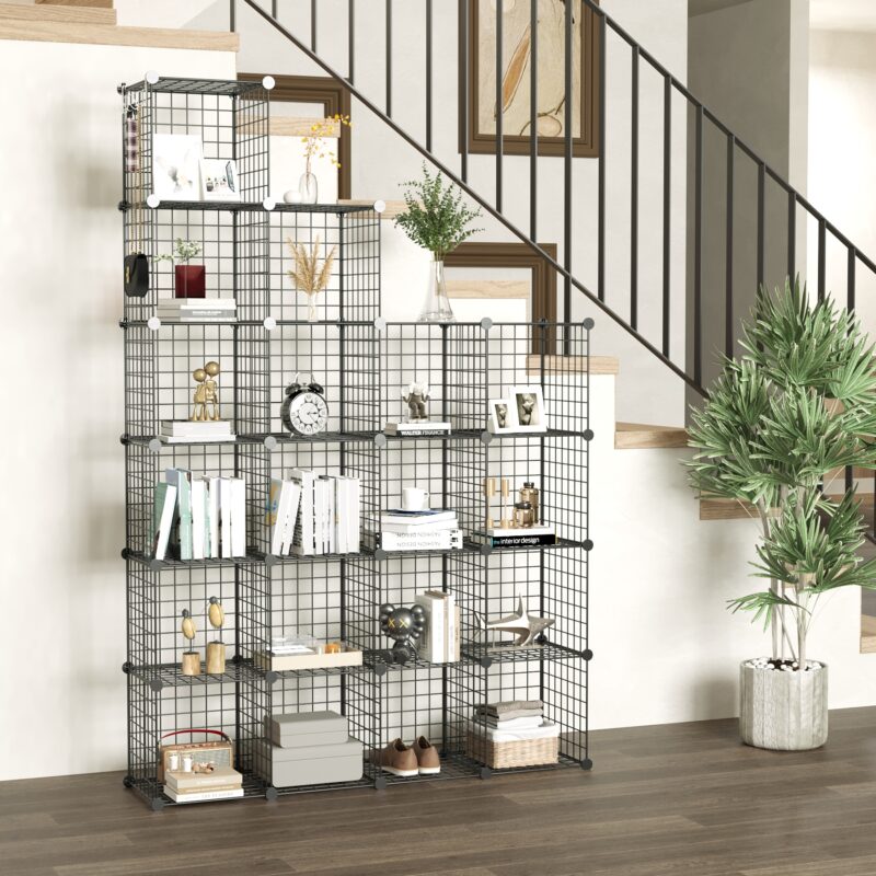 C&AHOME Wire Cube Storage, 20-Cube Organizer Metal, C Grids Storage, Black UWCSM20B - Image 2
