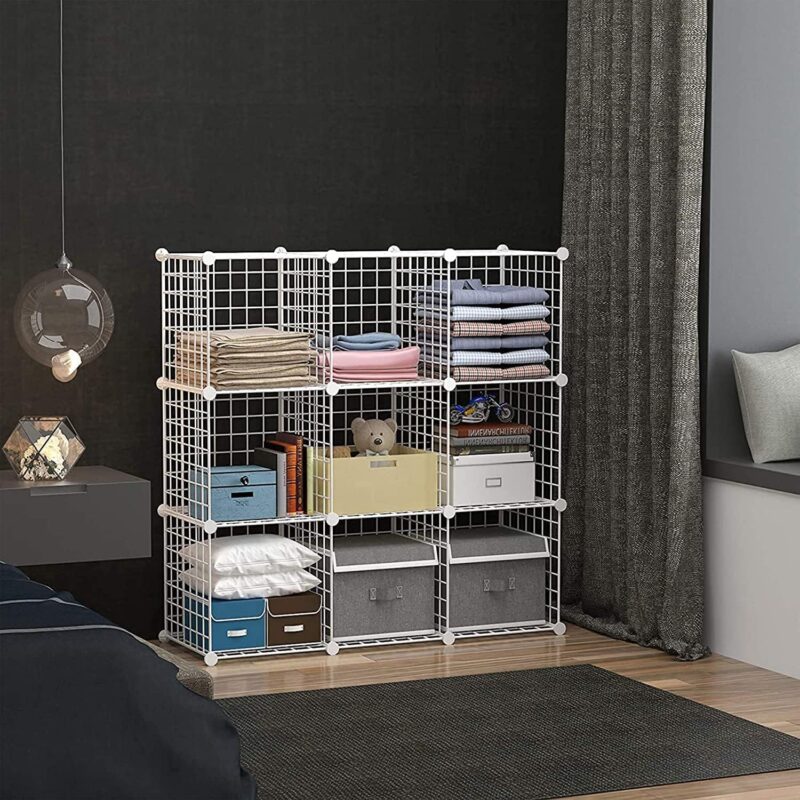C&AHOME Wire Cube Storage, 9-Cube Organizer Metal, White, TWJ3009A - Image 2