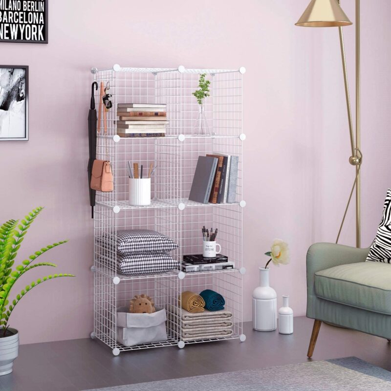 C&AHOME Wire Cube Storage, 8 – Cube Organizer Metal C Grids, White, TWJ3008A - Image 4