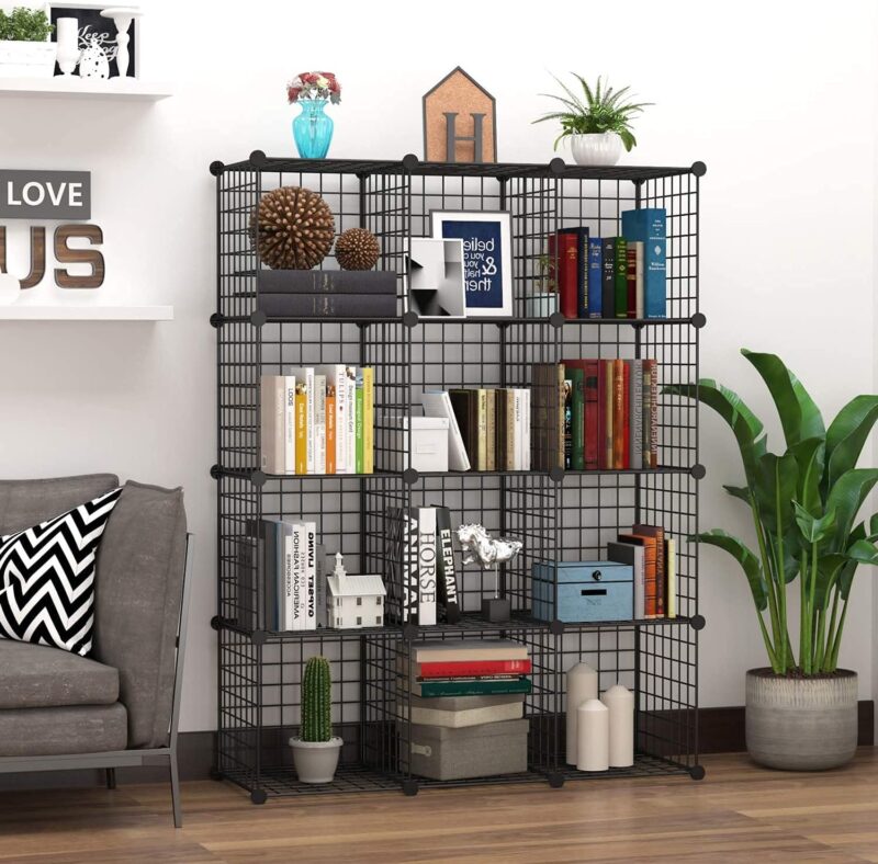 C&AHOME Wire Cube Storage, 12-Cube Storage Organizer Metal, Black, TWJ3012B - Image 3