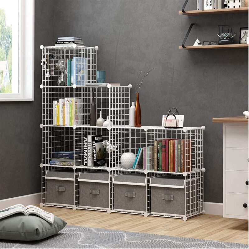 C&AHOME Wire Cube Storage, 12-Cube Storage Organizer Metal, White, TWJ3012A - Image 3