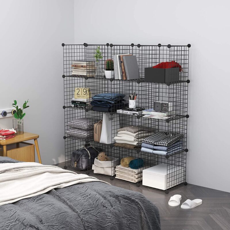 C&AHOME Wire Cube Storage, 16-Cube Organizer Metal, C Grids Storage, Black TWJ3016B - Image 3
