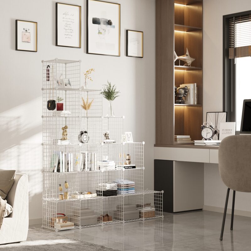 C&AHOME Wire Cube Storage, 20-Cube Organizer Metal, C Grids Storage, White UWCSM20W - Image 3