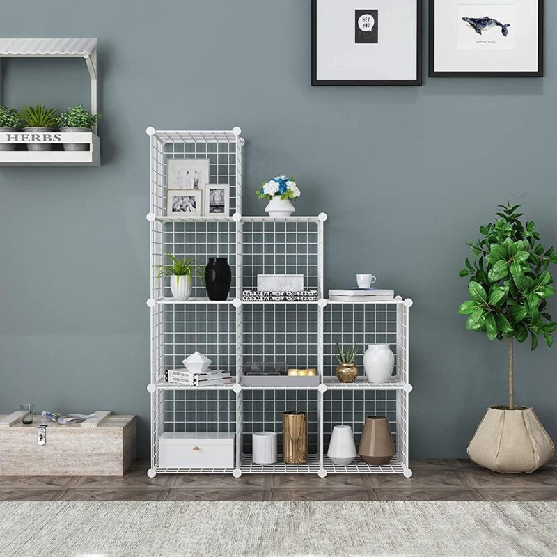 C&AHOME Wire Cube Storage, 9-Cube Organizer Metal, White, TWJ3009A - Image 3