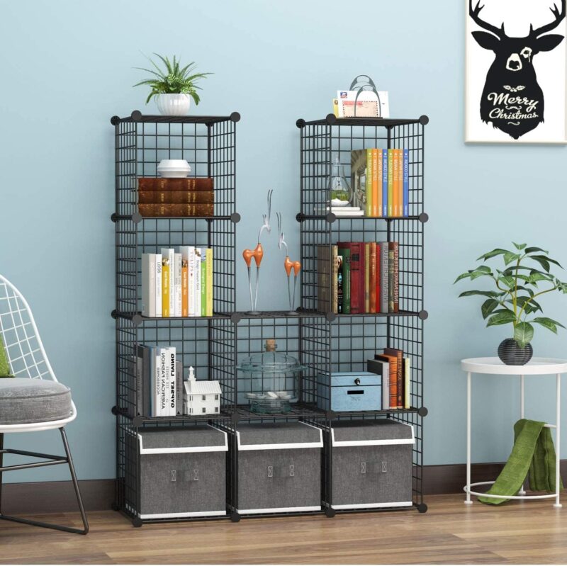 C&AHOME Wire Cube Storage, 12-Cube Storage Organizer Metal, Black, TWJ3012B - Image 2
