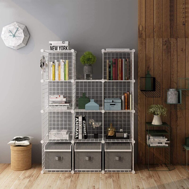 C&AHOME Wire Cube Storage, 12-Cube Storage Organizer Metal, White, TWJ3012A - Image 4