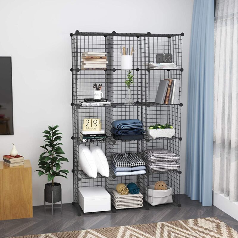 C&AHOME Wire Cube Storage, 16-Cube Organizer Metal, C Grids Storage, Black TWJ3016B - Image 4