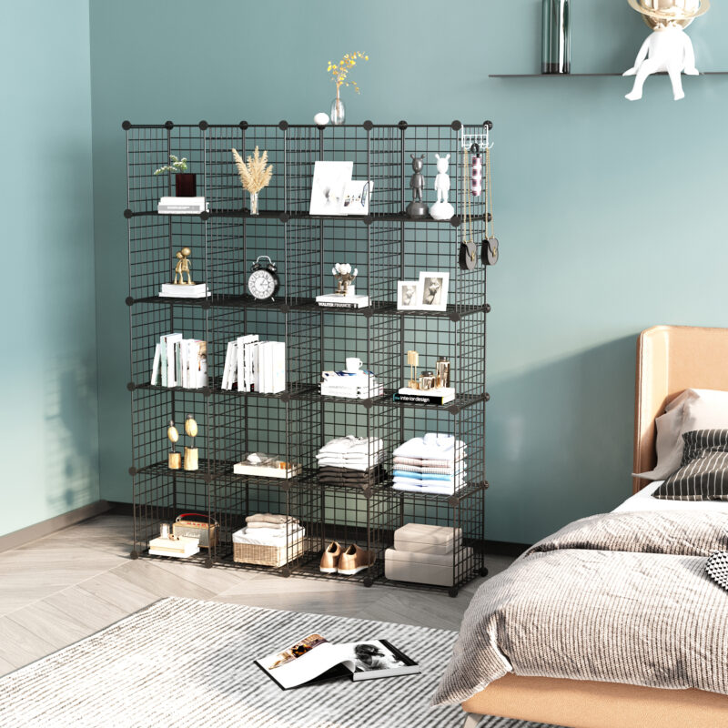 C&AHOME Wire Cube Storage, 20-Cube Organizer Metal, C Grids Storage, Black UWCSM20B - Image 4