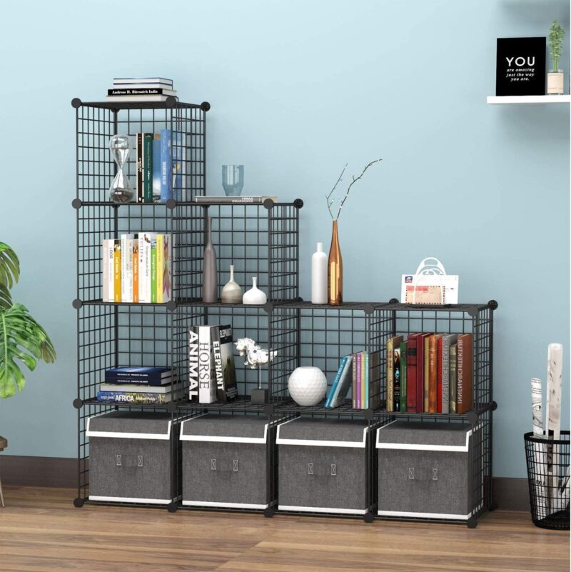 C&AHOME Wire Cube Storage, 12-Cube Storage Organizer Metal, Black, TWJ3012B - Image 4