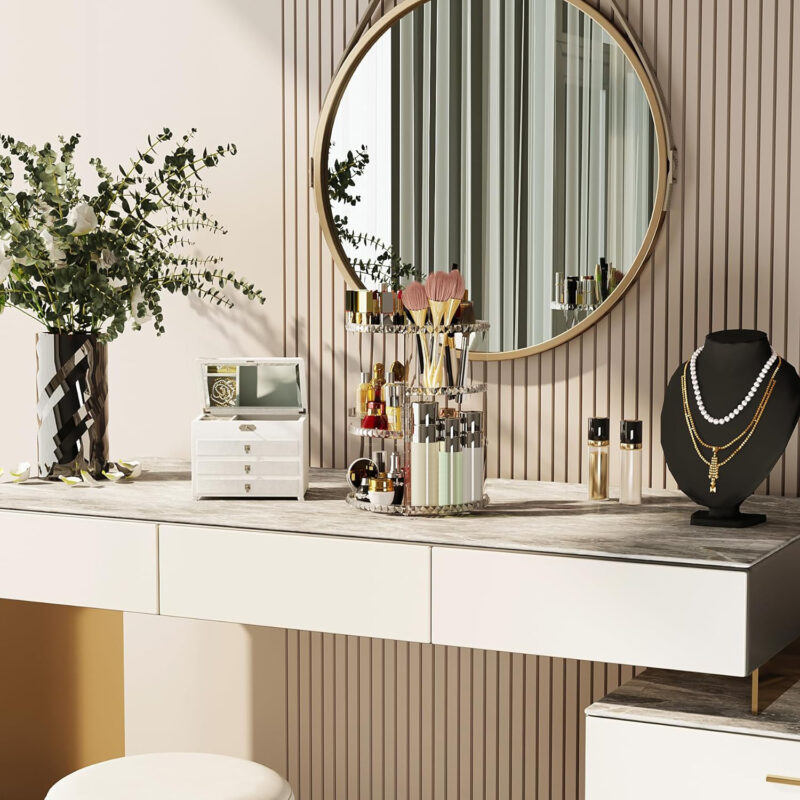 C&AHOME 360 Rotating Makeup Organizer,Make up Display Shelf, Transparent URMOP360T - Image 2