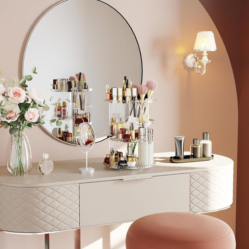 C&AHOME 360 Rotating Makeup Organizer,Make up Display Shelf, Transparent URMOP360T - Image 4